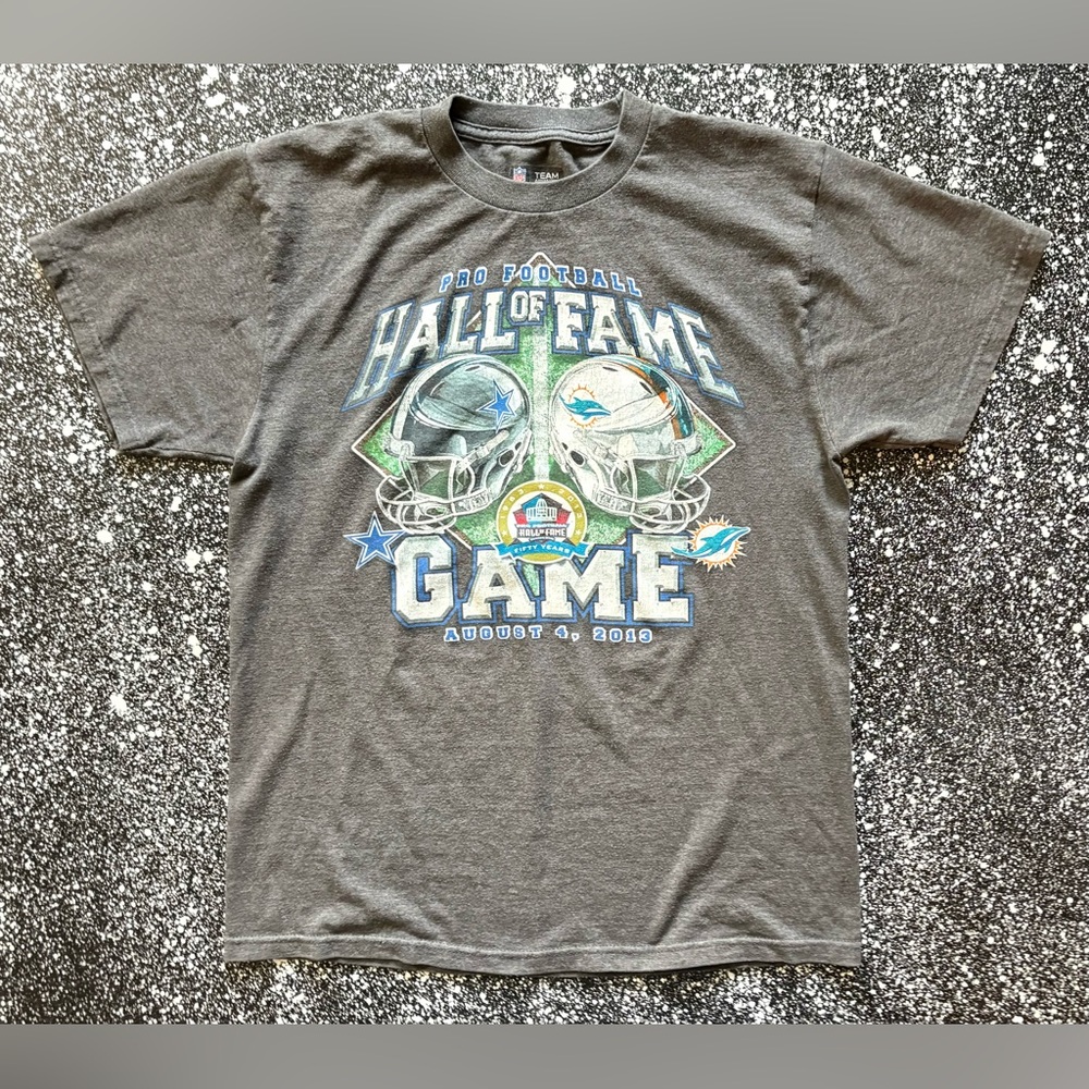NFL Hall Of Fame Game 40 year Anniversary LE 2013 T-Shirt Cowboys Dolphins MED